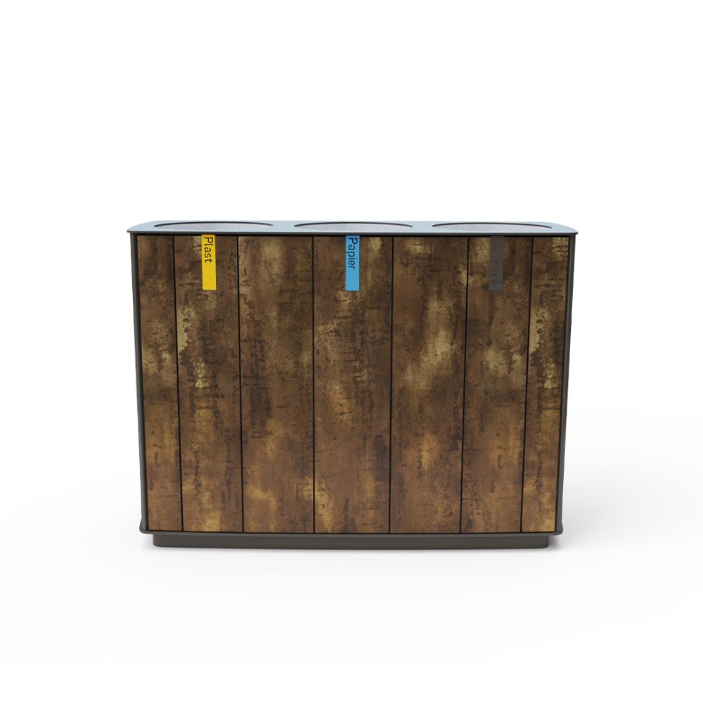 Trojitý odpadkový koš na separovaný odpad 3x50l HPL