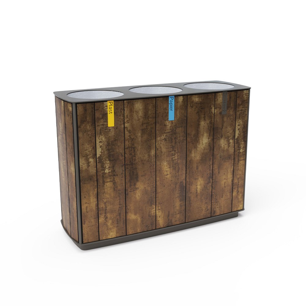 Trojitý odpadkový koš na separovaný odpad 3x50l HPL