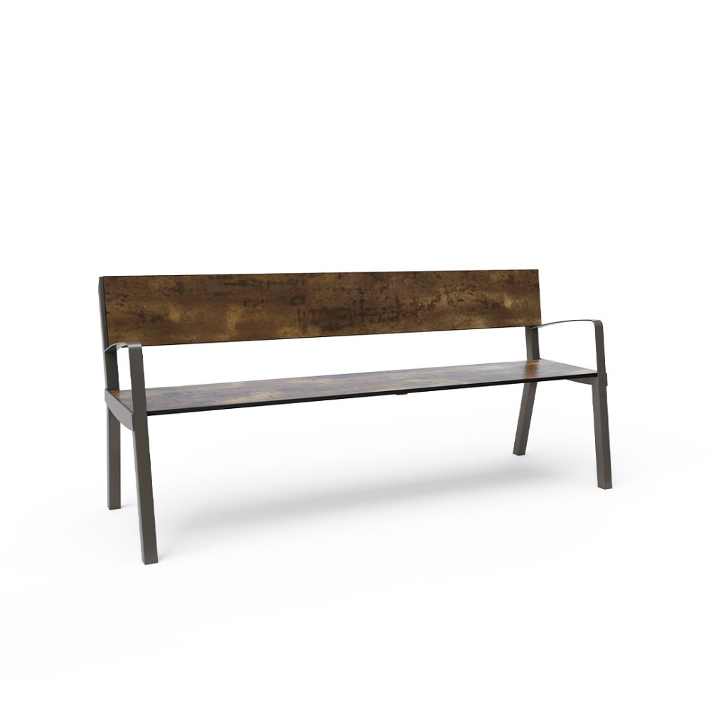 Parková lavička s opěradlem a područkami 1,8m HPL